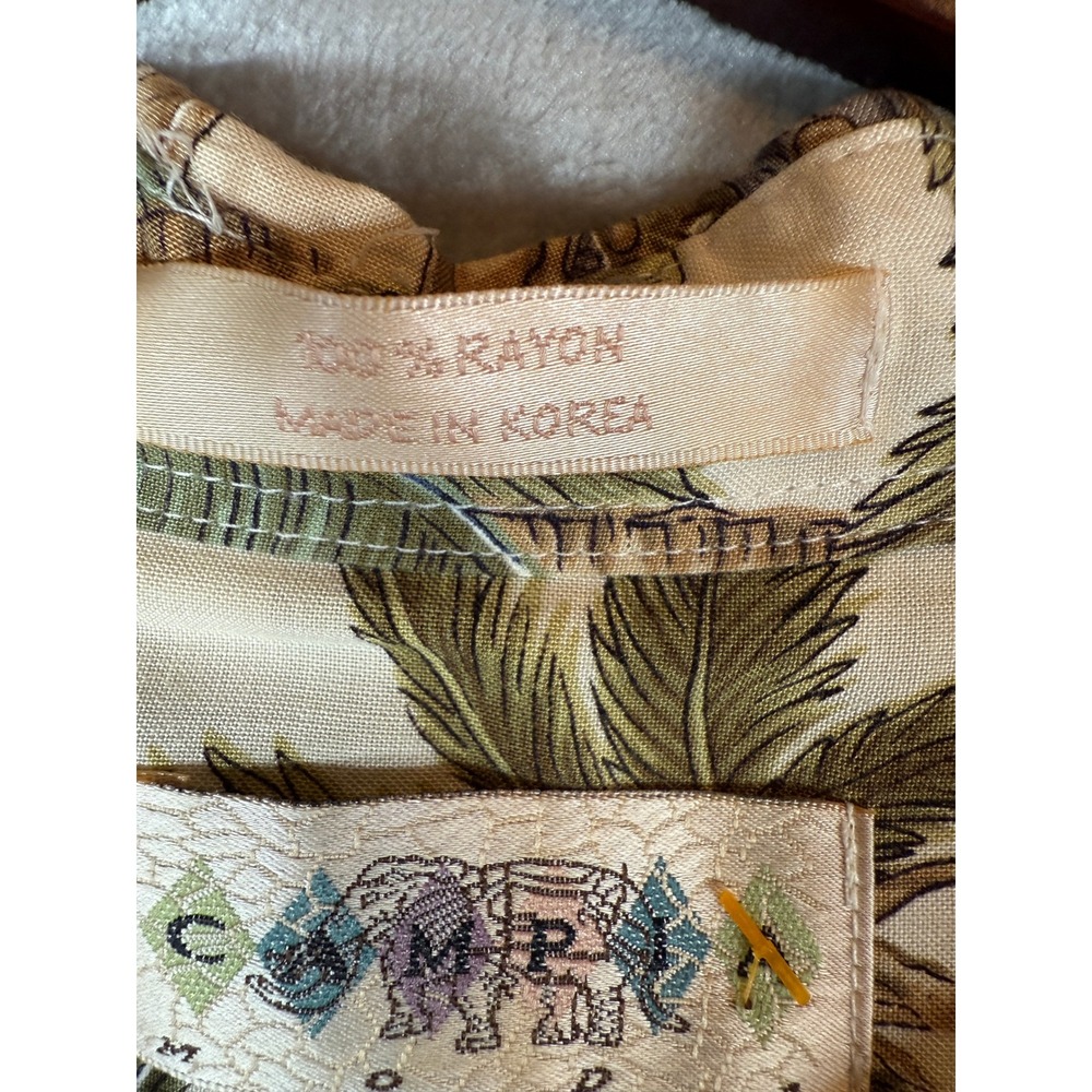 Caribbean Joe Mens Medium Floral Palm Tropical Rayon Button Down Camp Shirt - Picture 12 of 13